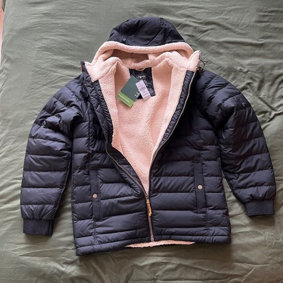 L.L. Bean Sherpa-Lined Classic Down Hooded Jacket Parka Hoodie North Face LL - Picture 4 of 8